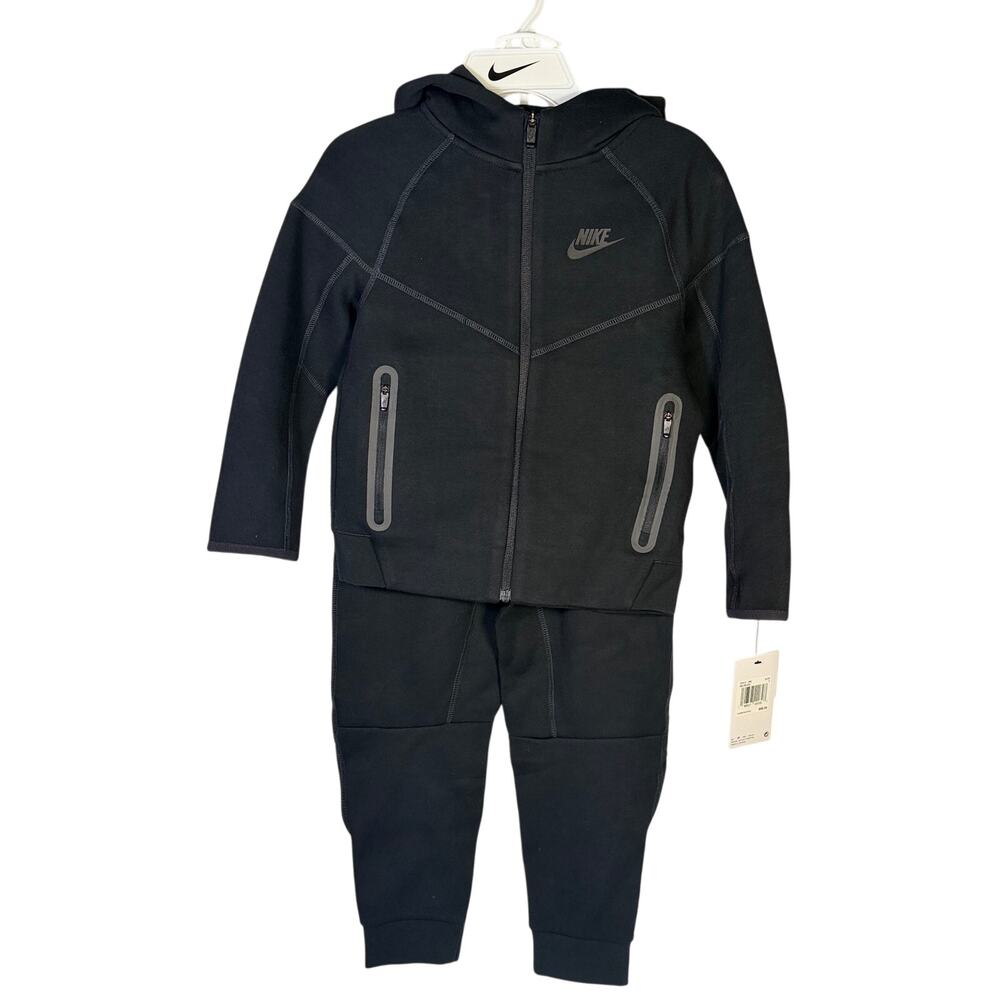 Nike Kids Tech Fleece Full-Zip Hoodie & Jogger Set Black Size 7 NWT - Picture 2 of 9